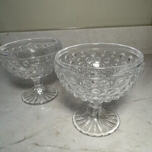 LE Smith Company SET OF 2  Hobnail Ice Cream Sherbet Clear Glass Bowl Vintage